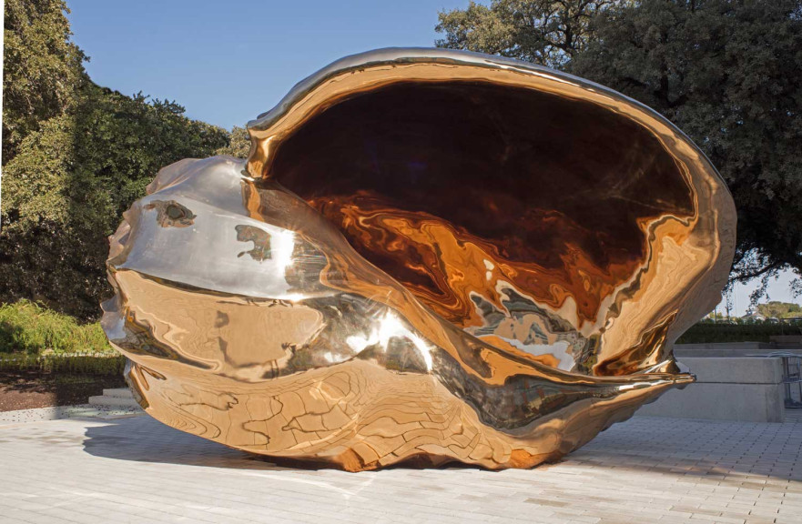 A large bronze shell sculpture