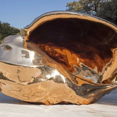 A large bronze shell sculpture