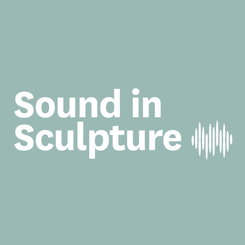A graphic with text on a mint-green background that reads "Sound in Sculpture"