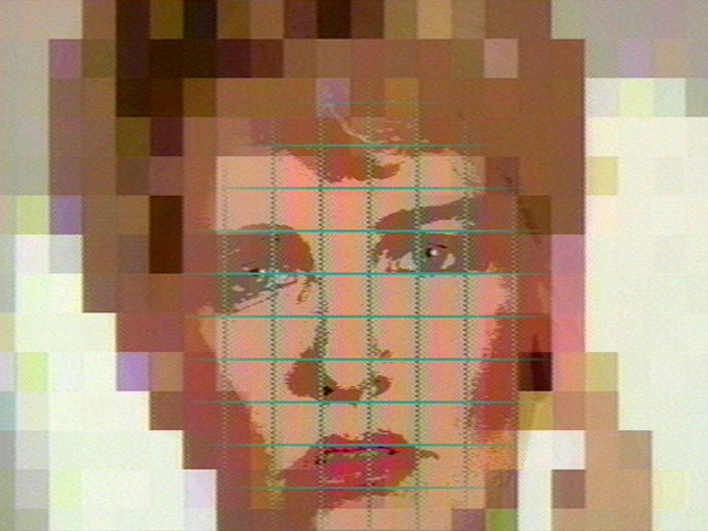 A pixelated face