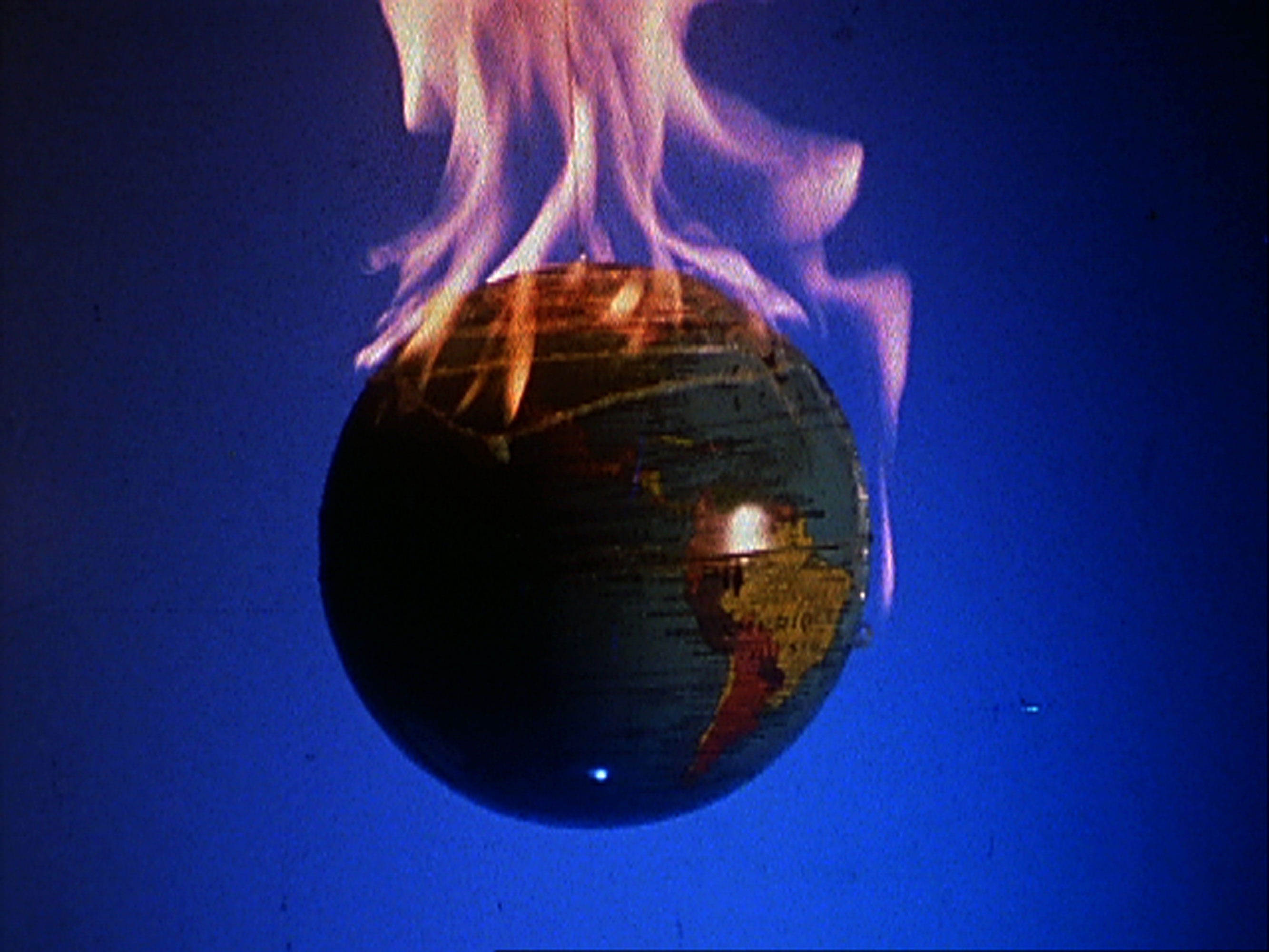 A flaming globe