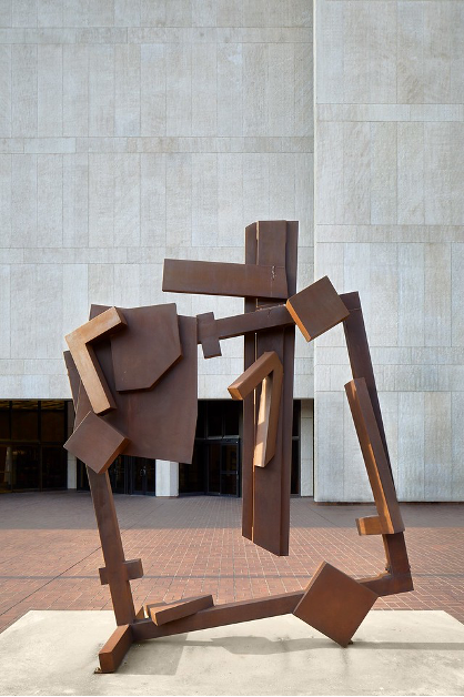 Picture of sculpture in front of PCL Library