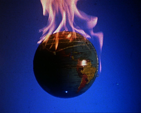 A flaming globe