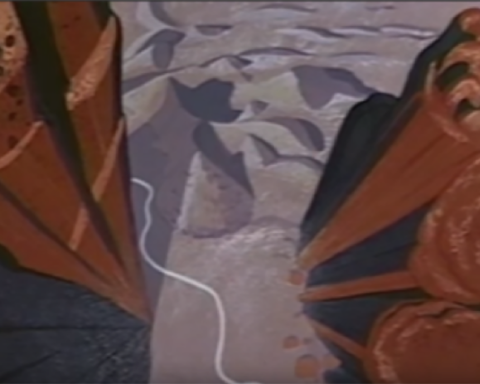 cartoon scene of a canyon
