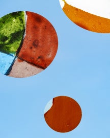 Detail of colored dots on "Autobiography: Circles"
