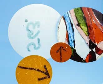 Detail of colored dots on "Autobiography: Circles"