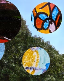 Detail of colored dots on "Autobiography: Circles"