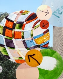 Detail of colored dots on "Autobiography: Circles"
