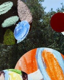 Detail of colored dots on "Autobiography: Circles"