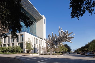 A large metal sculpture of boats