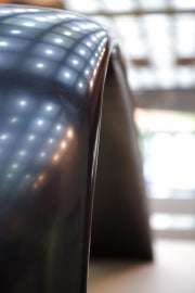 A black curved sculpture