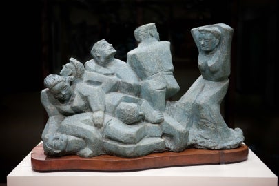 Stone figures on a pedestal  