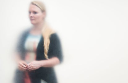 A woman with blonde hair