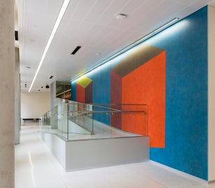 ramp in front of colorful wall