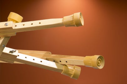 The ends of wooden crutches