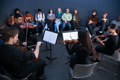 Musicians inside of a Skyspace