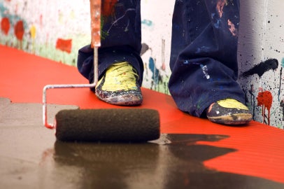 roller and feet on surface