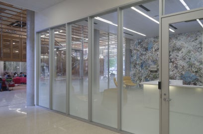 Windows in front of office space