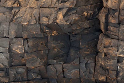 Petrified blocks of wood