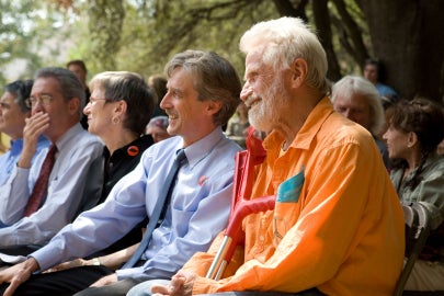 An audience listening