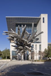 building behind outdoor sculpture