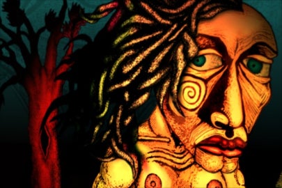 orange and yellow illustrated face