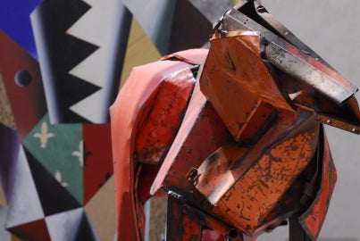Red metal sculpture 