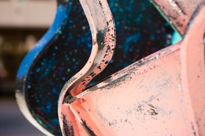 washed red and blue curvy surfaces 