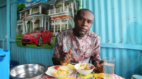 A man eating food