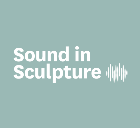 A graphic with text on a mint-green background that reads "Sound in Sculpture"