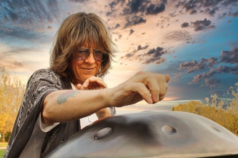 Kelly Richey plays the hand pan 