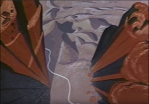 cartoon scene of a canyon