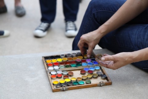 palette of powered pigments